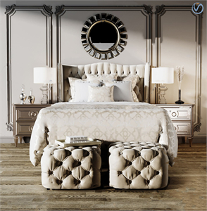 European double bed 3d model